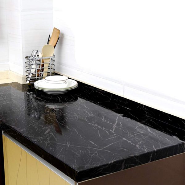 Self Adhesive Black Marble Sheet For Kitchen