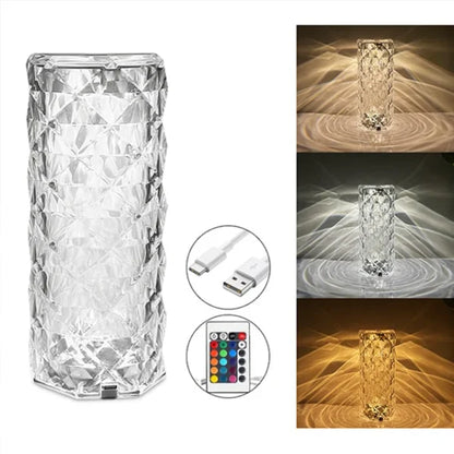 16 Colors Diamond Rose Crystal Touch Lamp