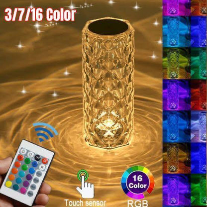 16 Colors Diamond Rose Crystal Touch Lamp